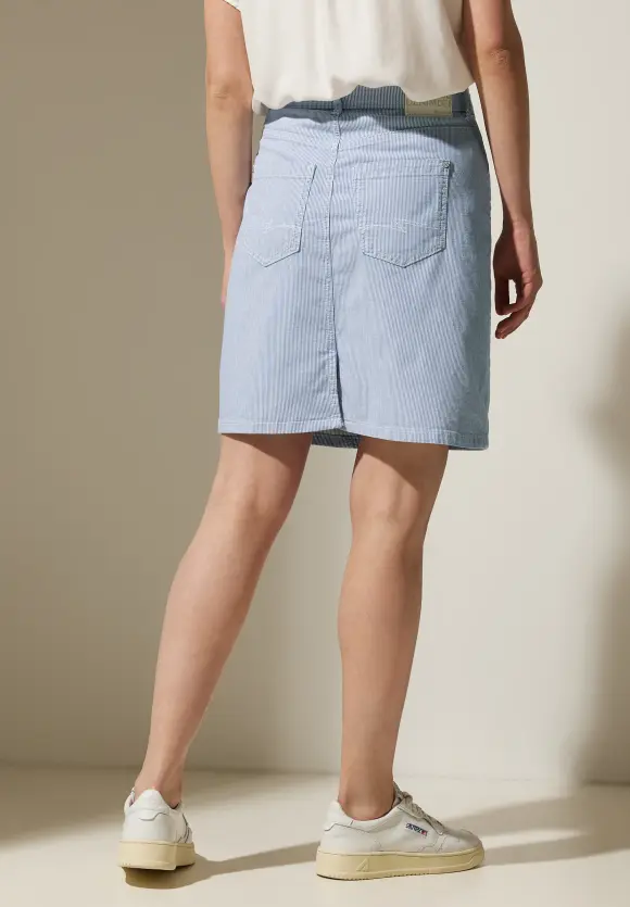 Gestreifter Jeansrock - light blue striped washed