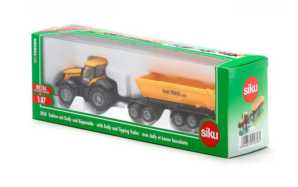 Traktor JCB 8250 Fastrac mit Dolly und Kippmulde 1:87H0 JCB Fastrac mit Anhänger