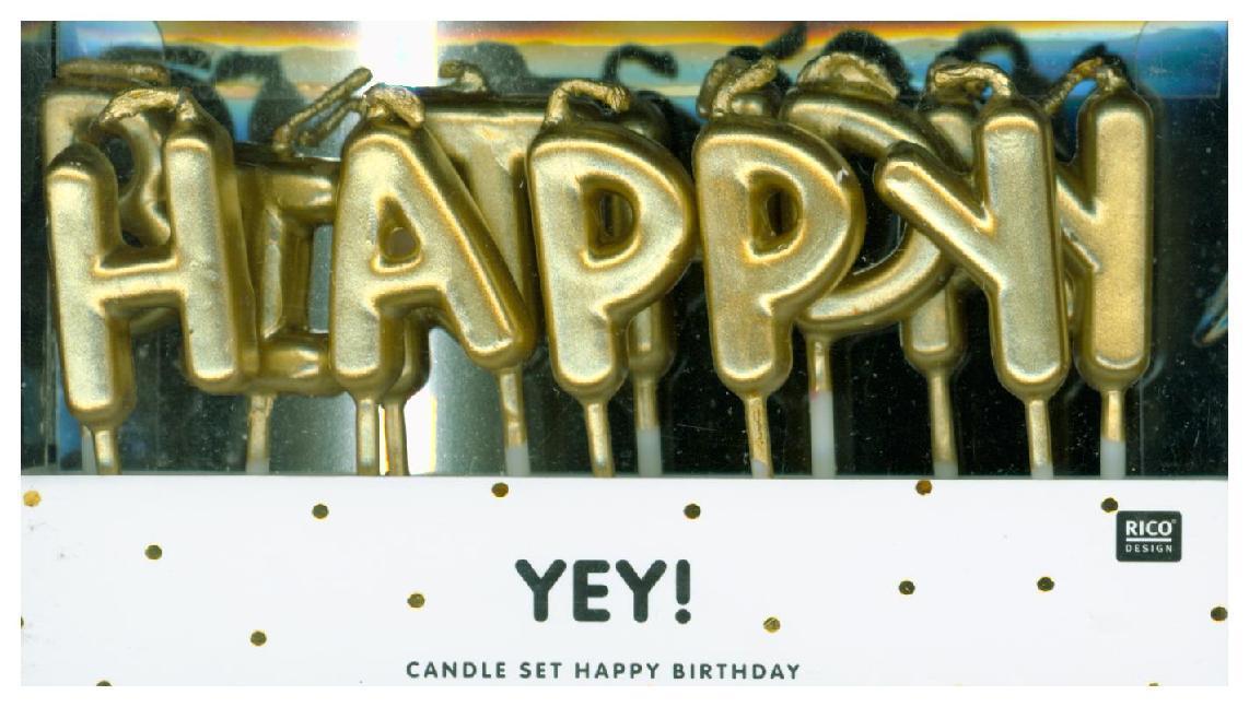 Kuchen-Kerzen HAPPY BIRTHDAY 13-teilig in gold