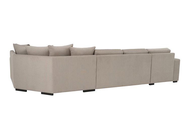 Modern Living hjørnesofa Sjeselong venstre med 2-seter og cosy corner right. Tekstil Kall 9 Cappuccino med Arm A og ben 2 sortbeiset eik.