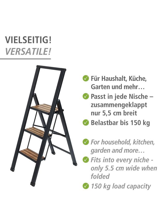 Trittleiter aus Aluminium, klappbar, 3 Stufen