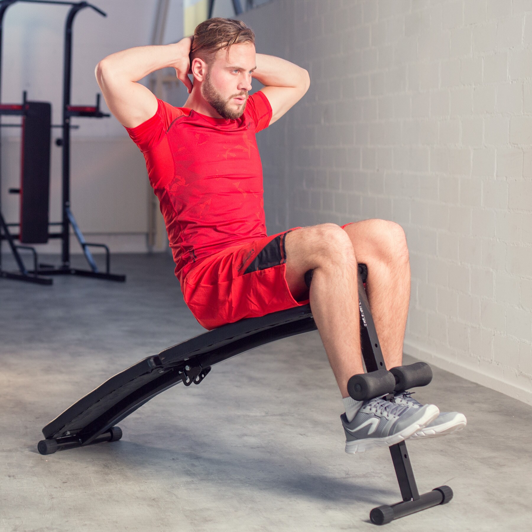 tectake® Sit-up Bank, 4-fach verstellbar, klappbar, rutschfeste Fußenden