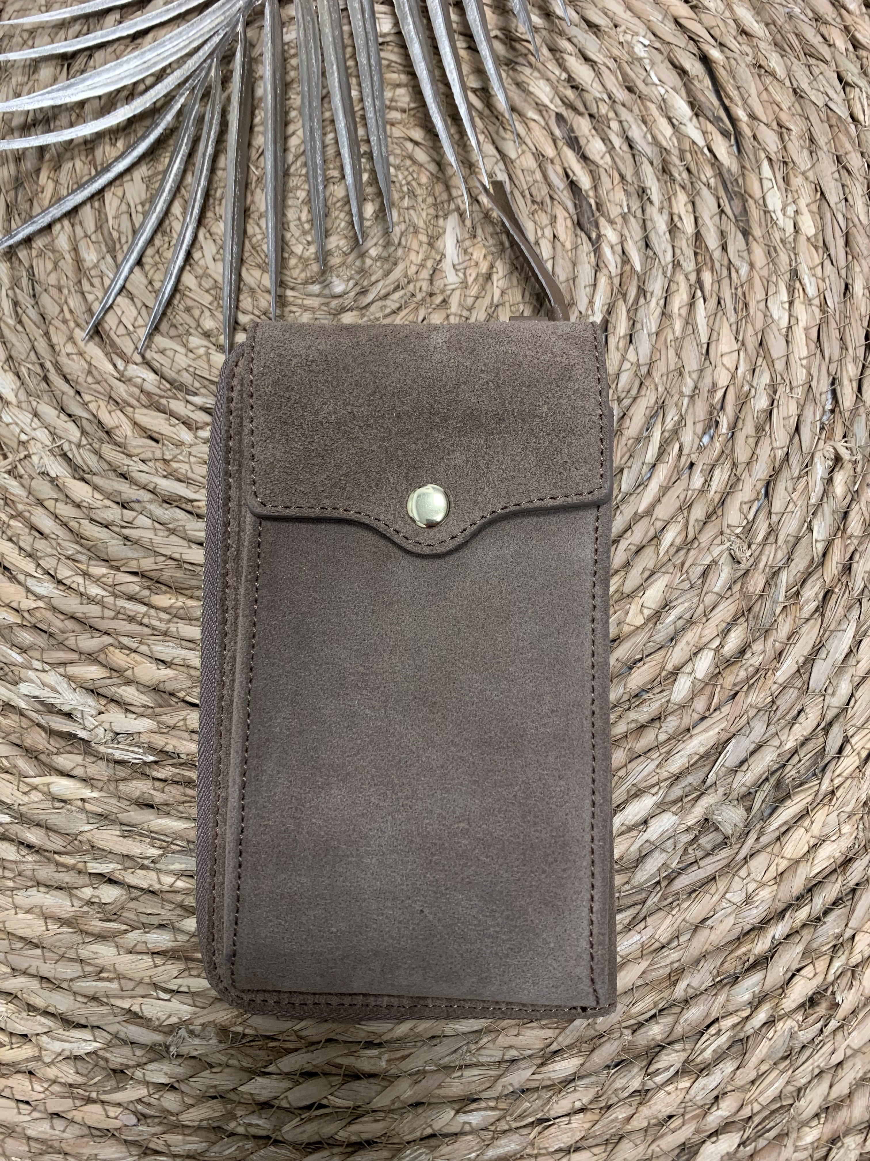 Mia Phone Bag - Suede Taupe