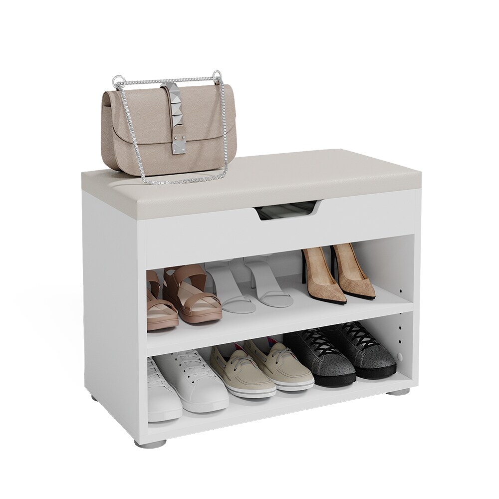 VICCO Schuhbank Schuhschrank Schuhablage Sitzbank Klappdeckel 6 Paar Schuhe Weiß
