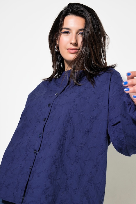 Bluse, oversized, Struktur-Qualität, Ballon-Langarm