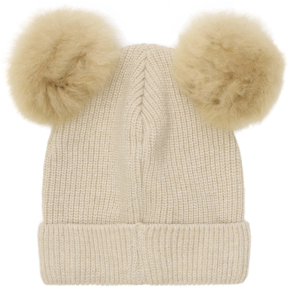 Køb Huttelihut Sand Melange Hue Strik Alpaca Pompoms