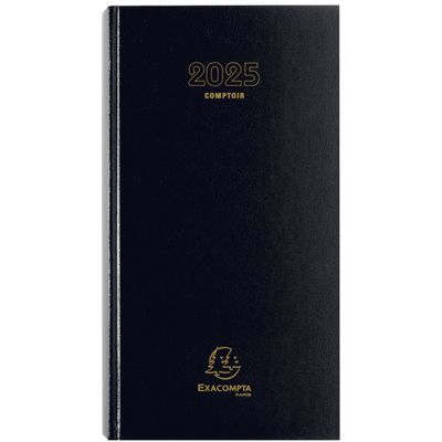 Agenda Comptoir Euro et cents - 1 jour par page - 15 x 27 cm - noir - Exacompta