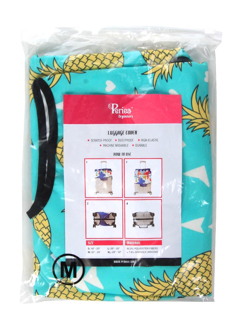 Housse de valise Periea Green with Yellow Pineapples M