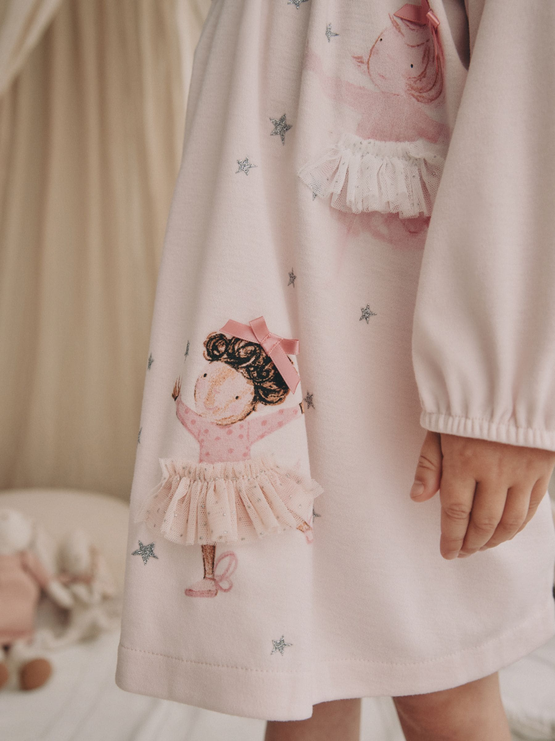 Wit/roze ballerina - Set van 2 nachthemden (2-12 jr)