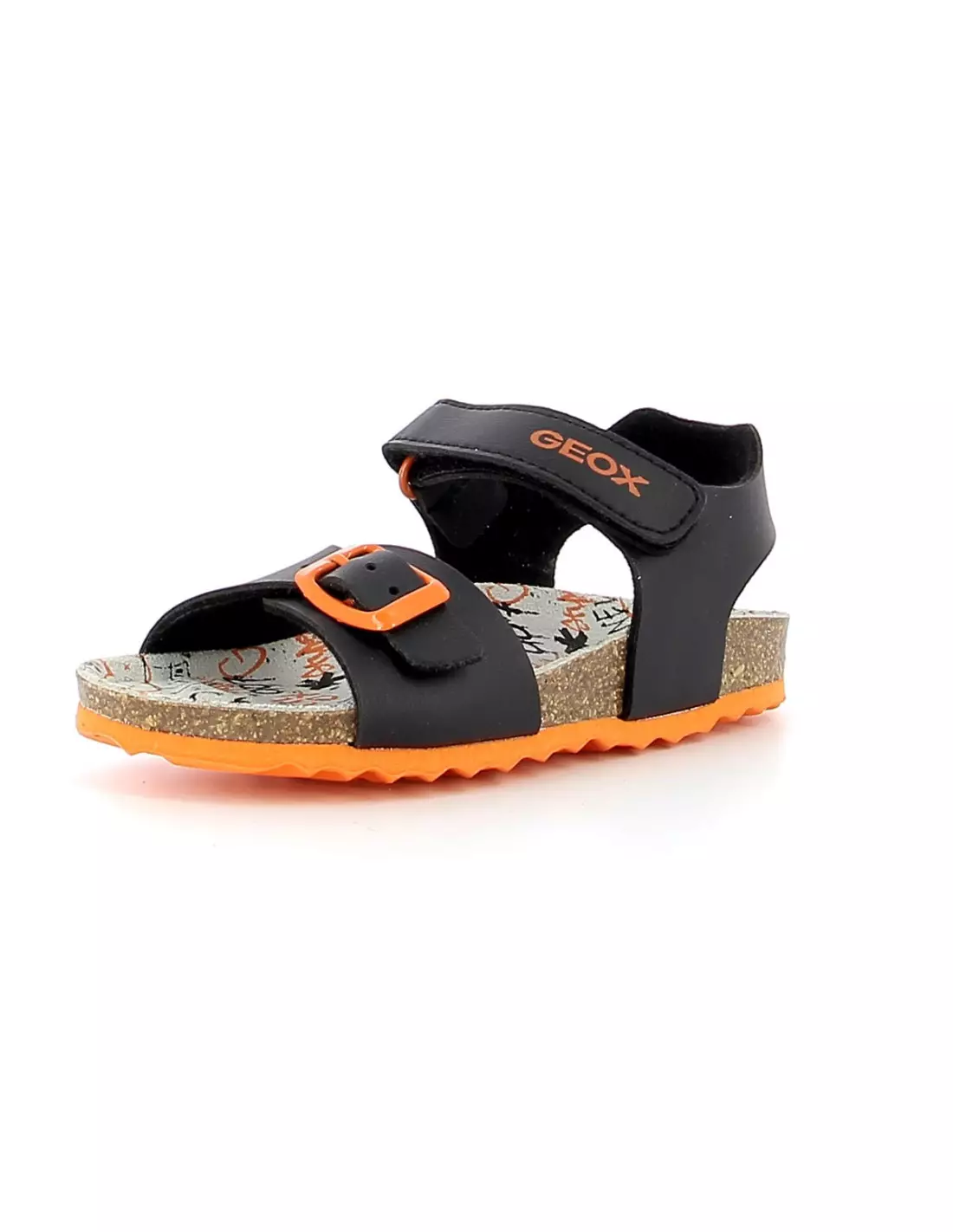 GEOX GHITA - Sandales & nu-pieds BLACK/ORANGE