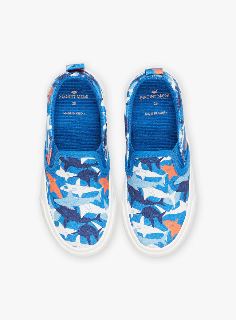 Slip-on bleu à imprimé requins
