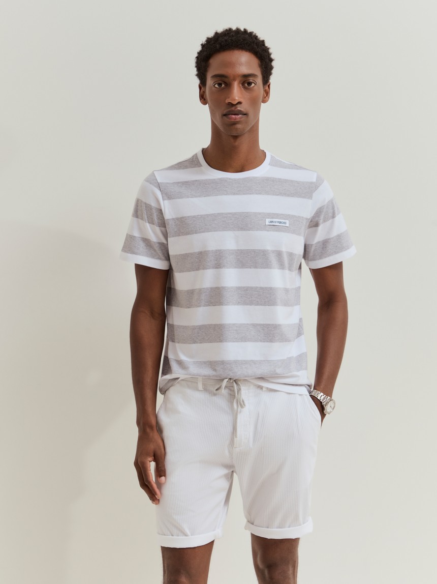 T-shirt de algodão às riscas