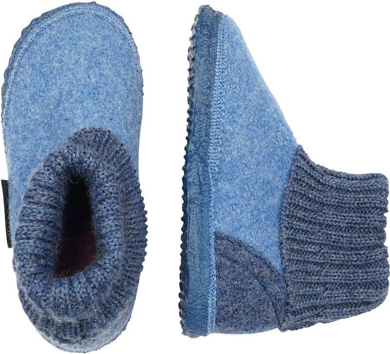 GIESSWEIN Kramsach Kinderschoenen - Capriblau - 100% Scheerwol - Antislip Zool