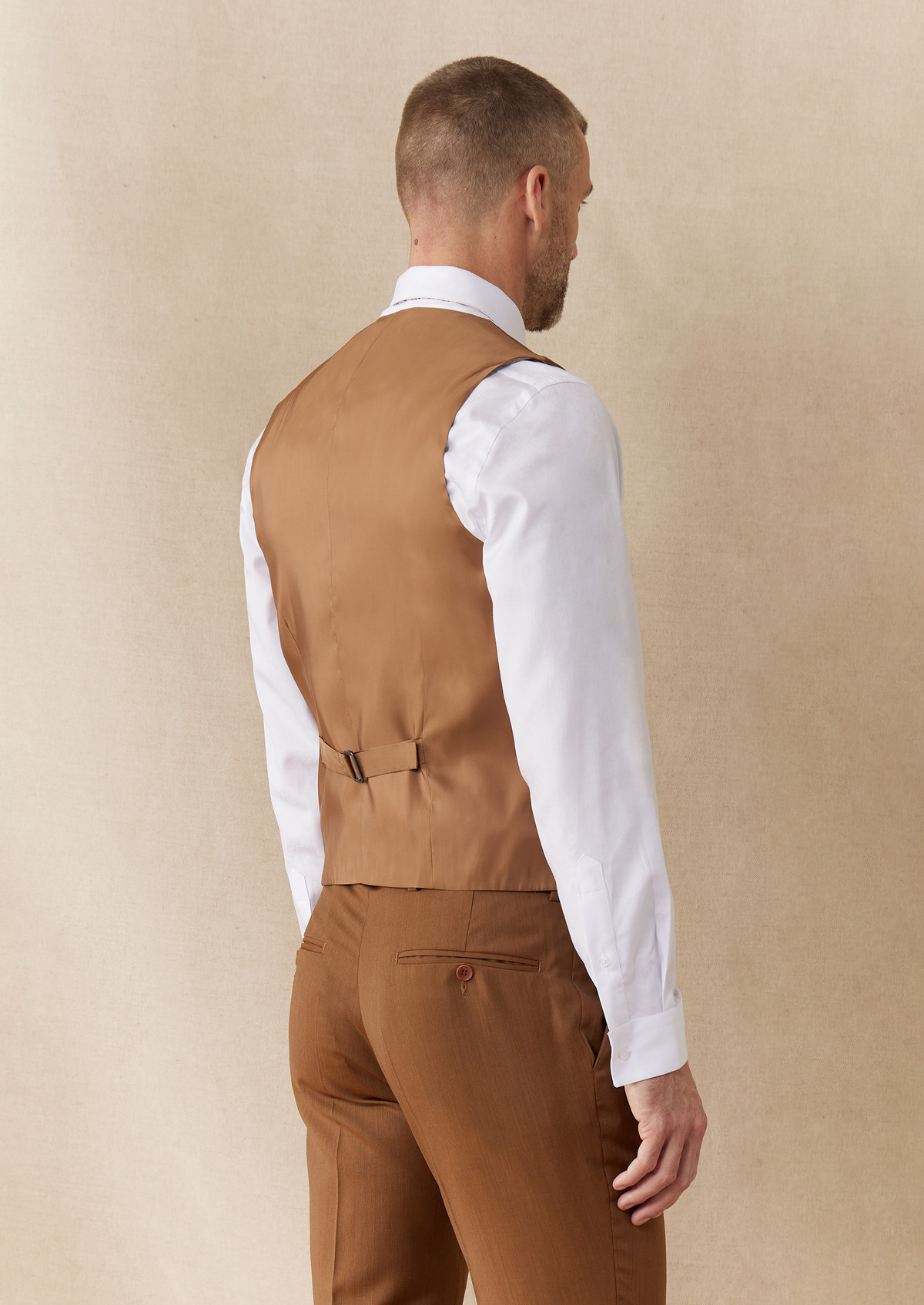 Gilet de costume en laine unie terracotta