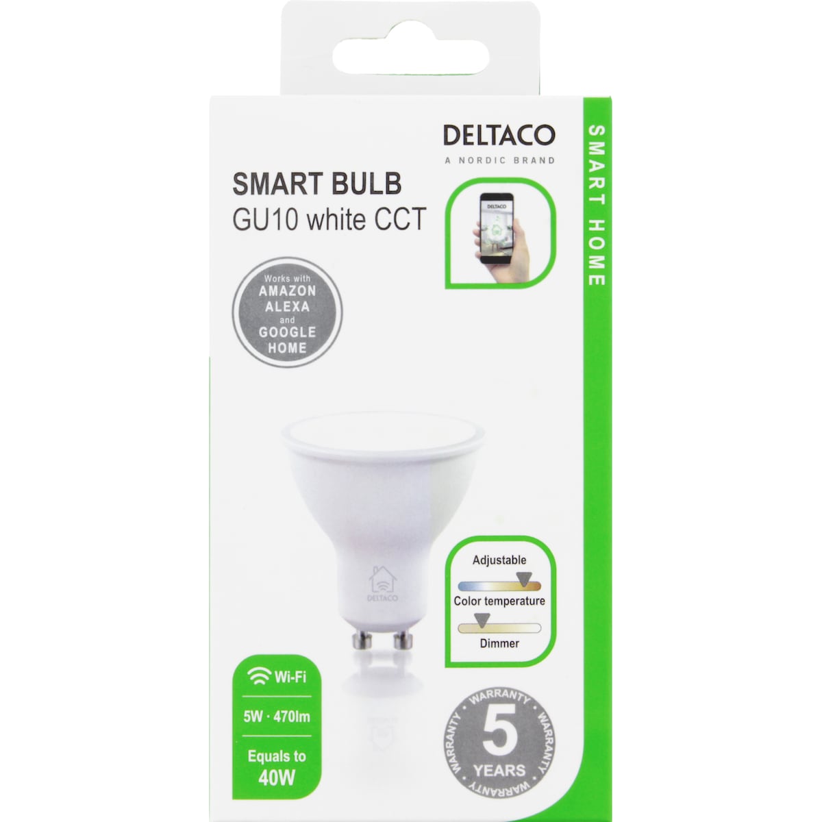 Deltaco LED-lampe SHLGU10W
