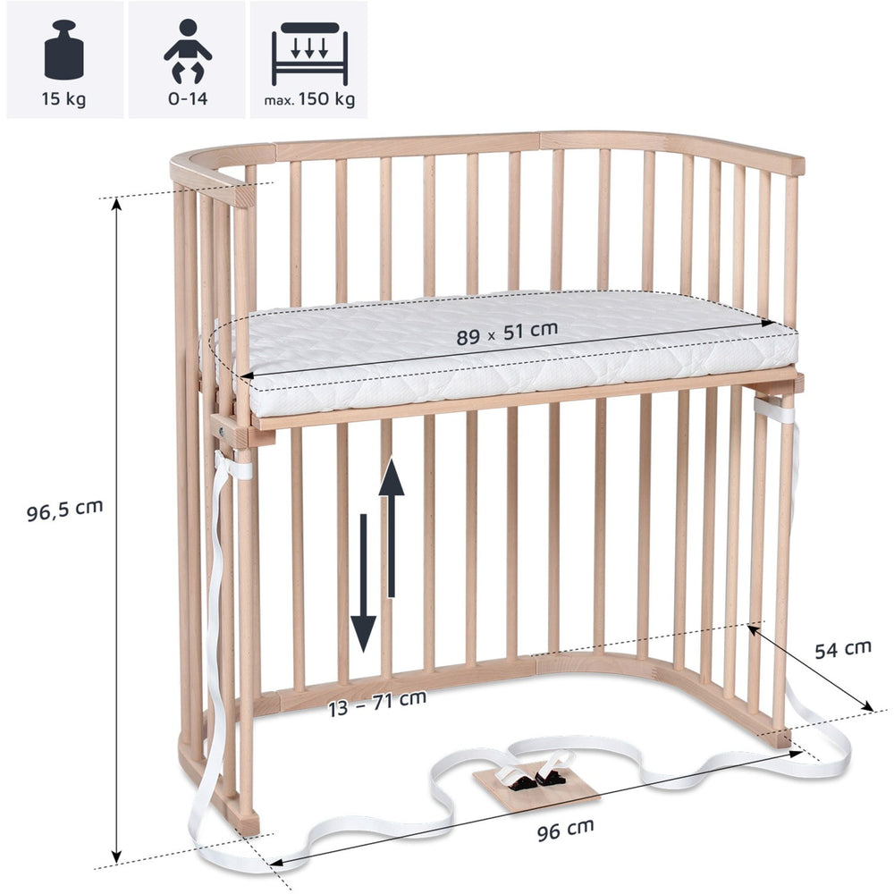 Køb babybay® Bedside Crib Natural Ubehandlet Boxspring Co-Sleeper Babyseng
