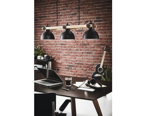 Hanglamp, 3-lichts, HxD 110x90 cm, bruin/zwart