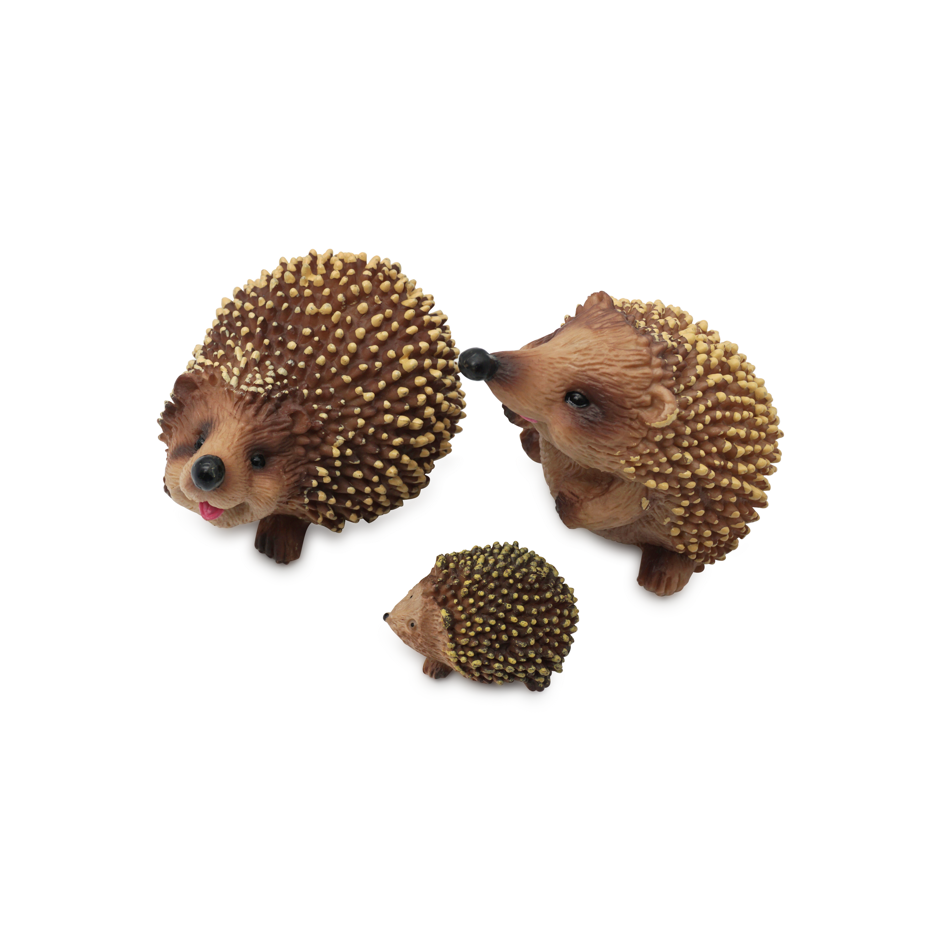 (3er Set) Süsse Igel Familie Miniatur Dekoration Garten Accessoire - Braun