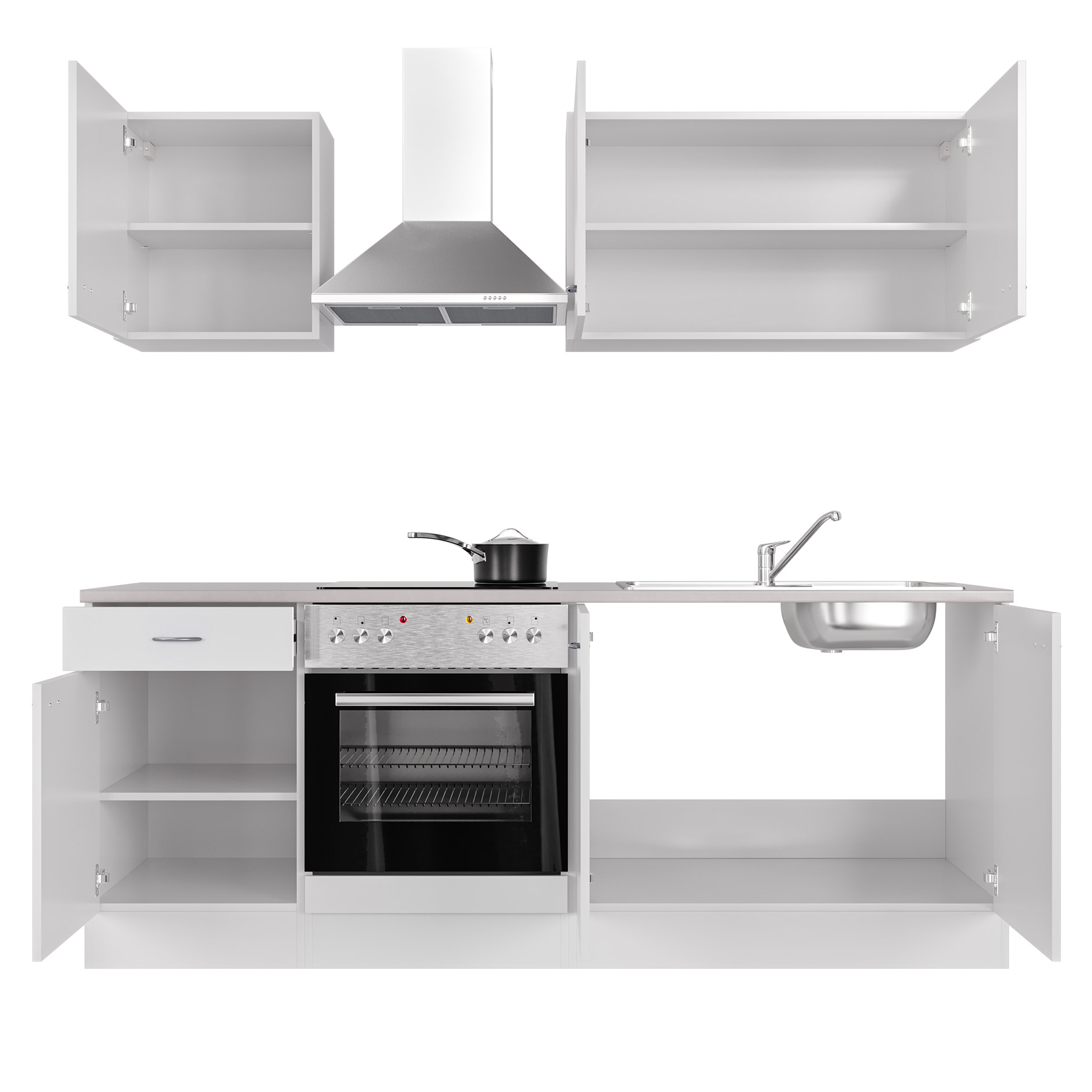 Küchenblock WITO - weiß - mit E-Geräten - 210 cm