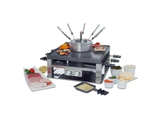 Solis Combi Grill 3 in 1, 8 person(er), Rustfrit stål, 2 zone(s), Rustfrit stål, Bordplade, 355 mm
