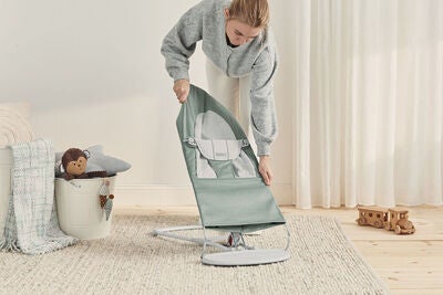 BabyBjörn Balance Soft Vippestol Vevet Jerseystoff, Grønn/Grå