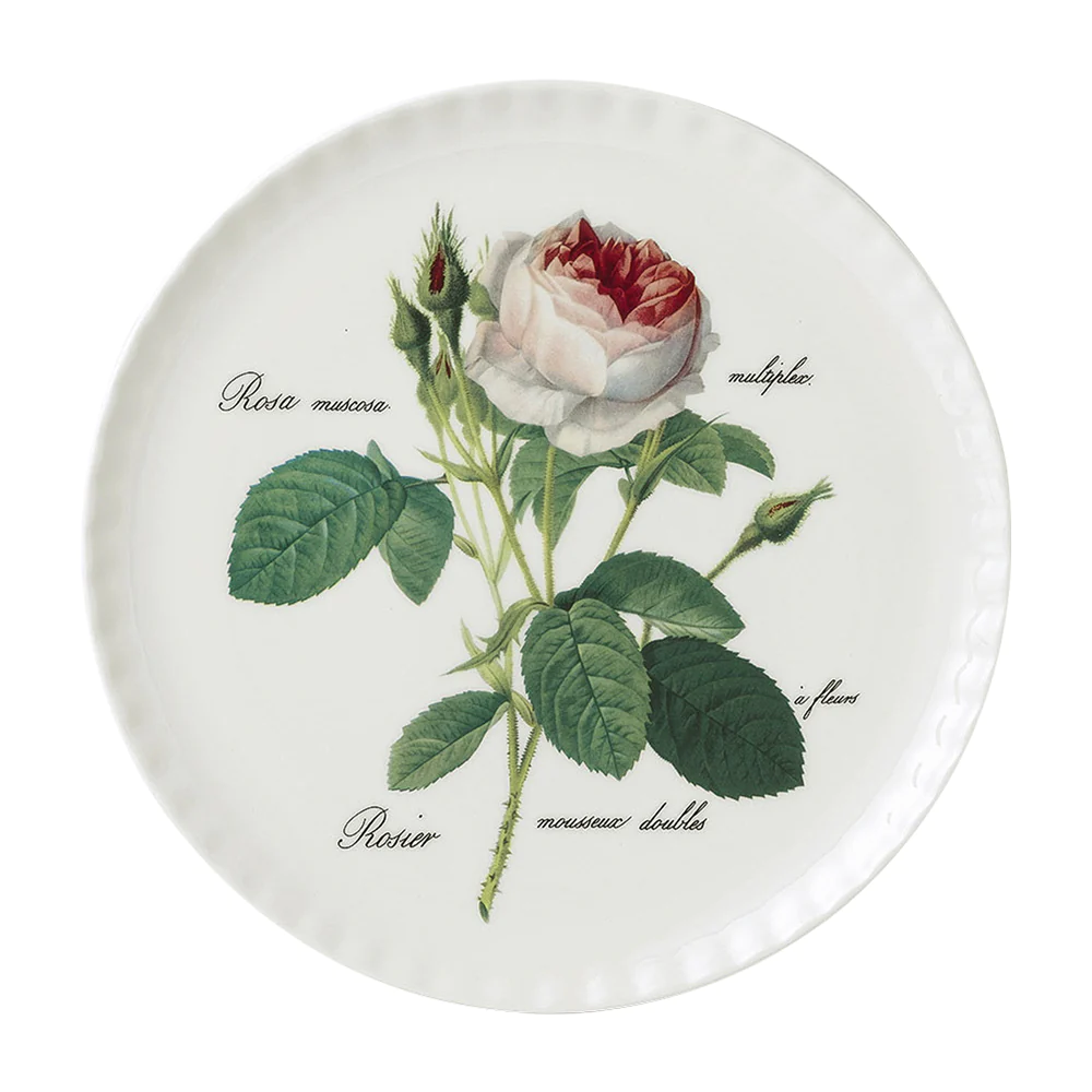Plat à tarte 30 cm rose redouté en porcelaine Roy Kirkham