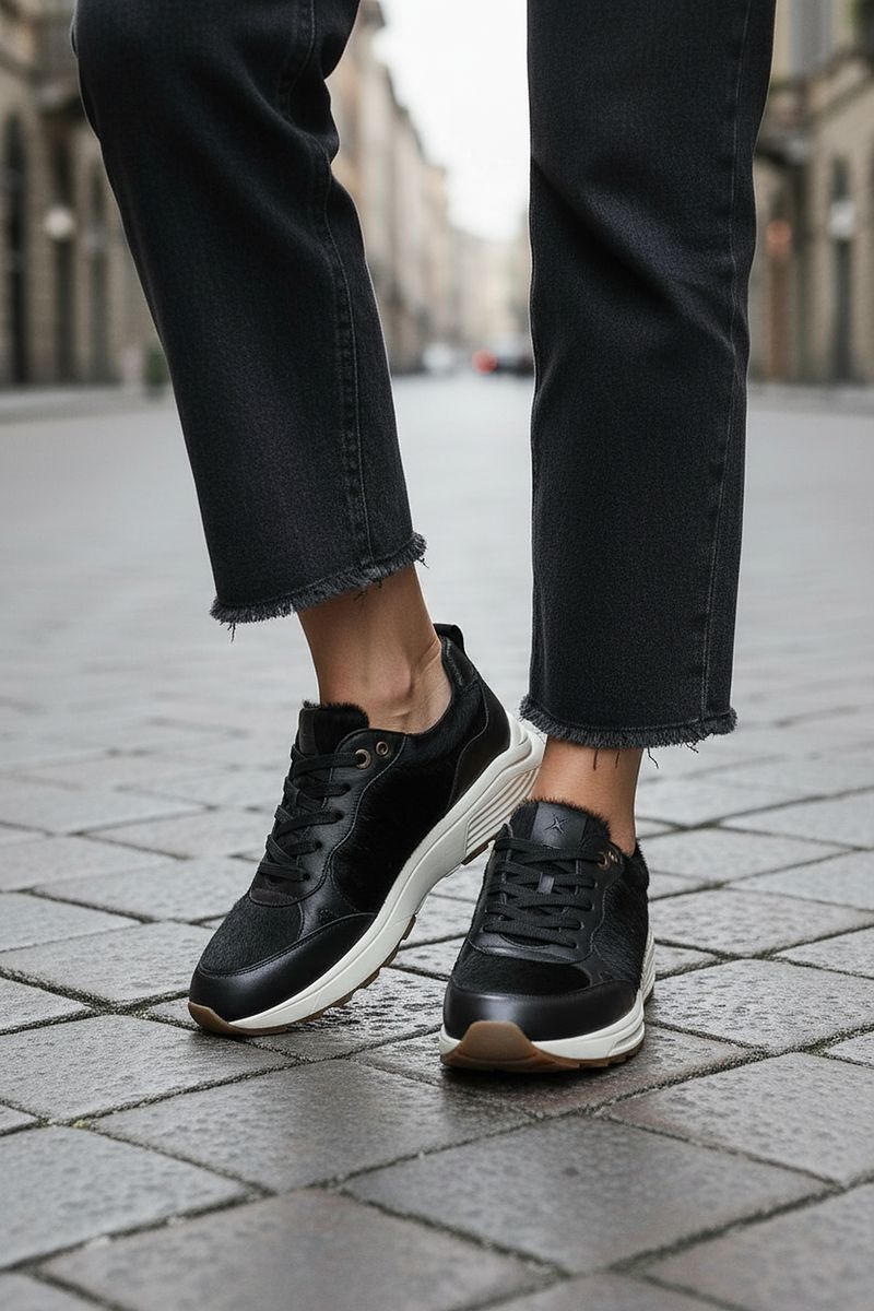Xsensible Chain Stretchwalker Sneakers Zwart Dames