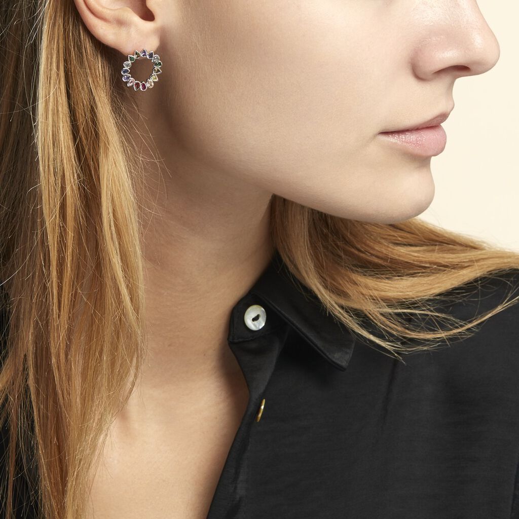 Boucles D'oreilles Puces Argent Blanc Ethem Oxydes Spinelles