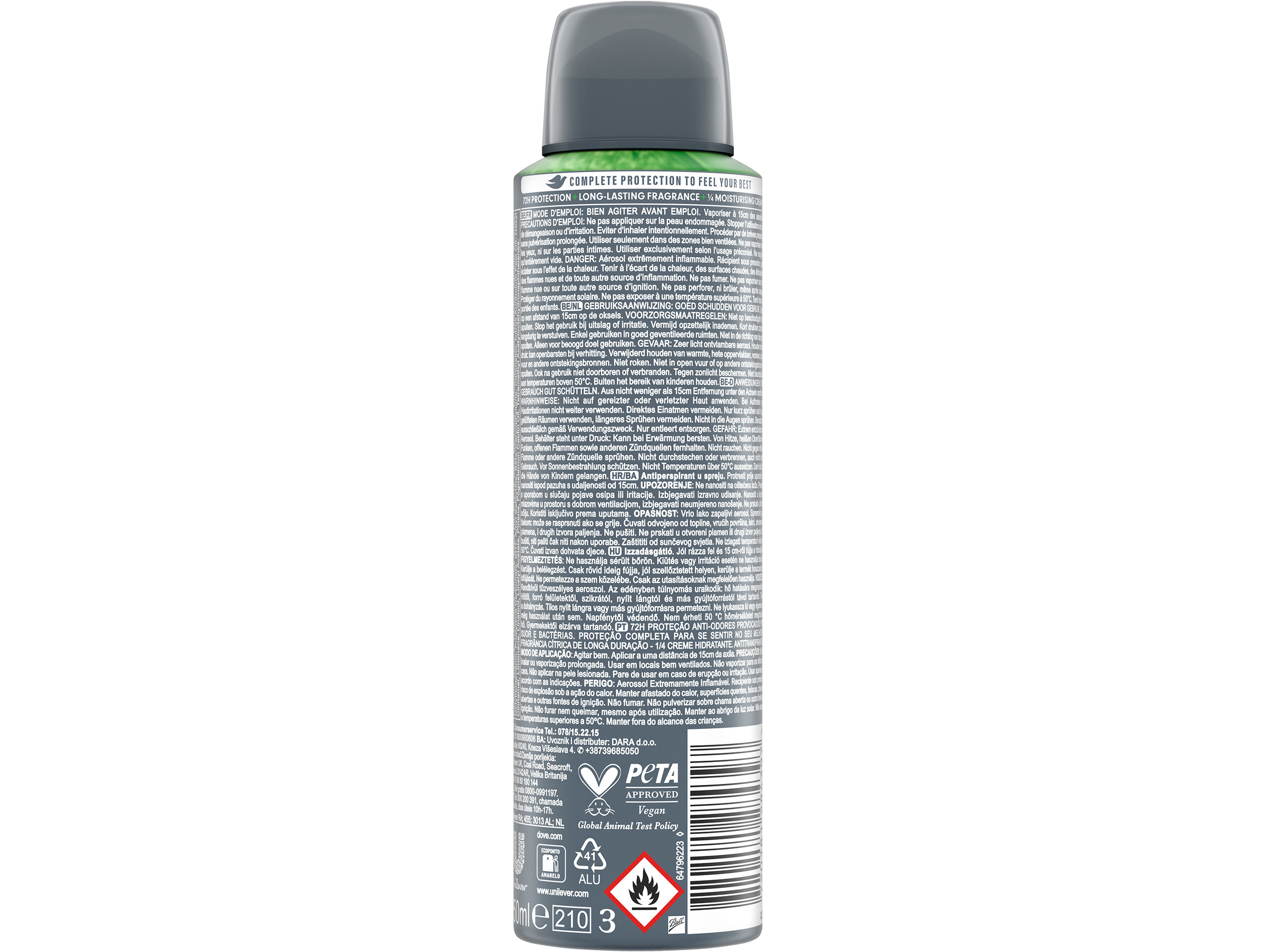 DESODORIZANTE SPRAY DOVE MEN EXTRA FRESH 72H 150ML