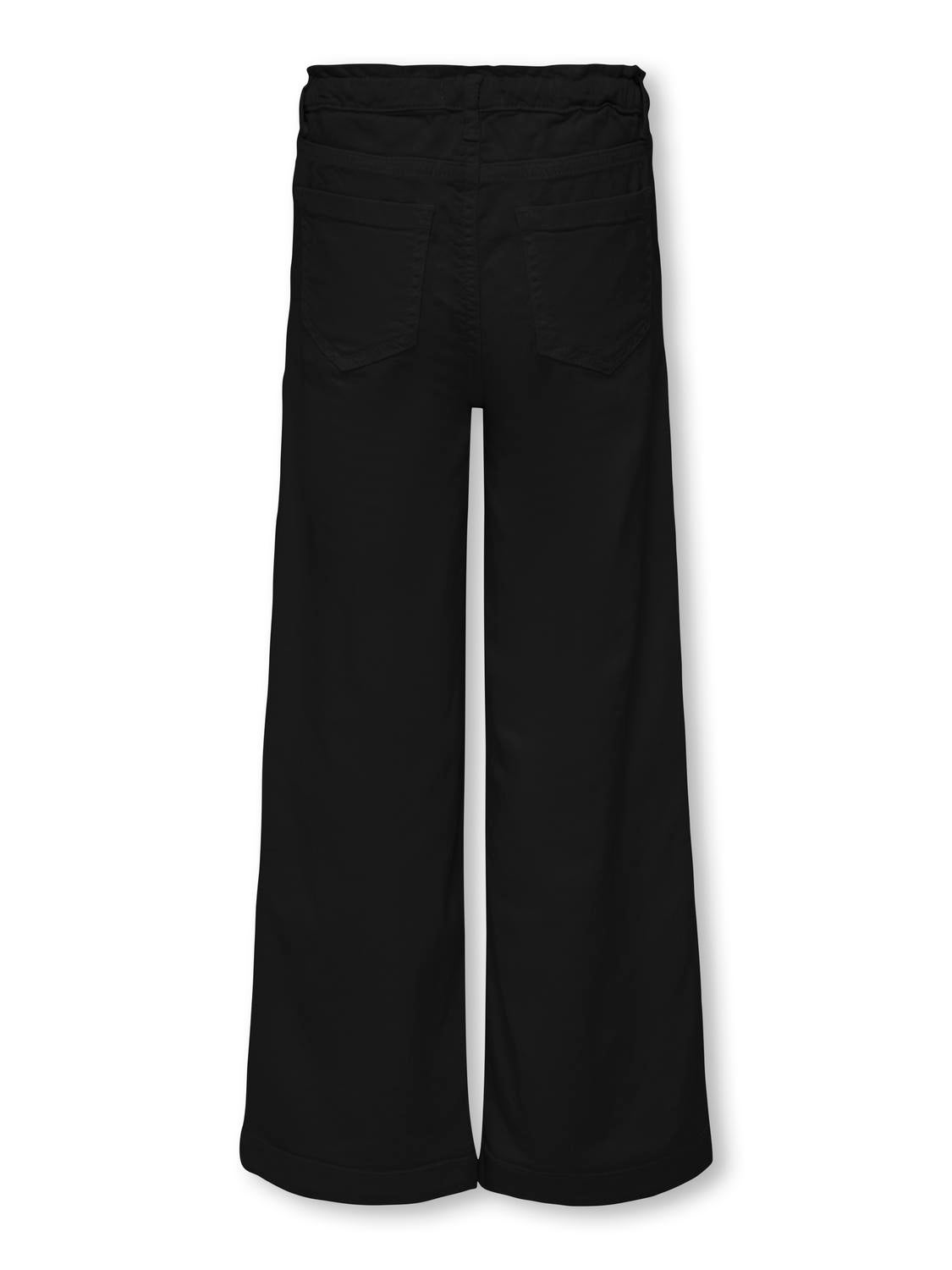 KOGNEW Mittlere Taille Verkürzt Hose mit weitem Beinschnitt Black