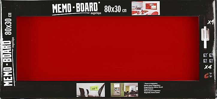 Tableau mémo board rouge L.80 x l.30 cm