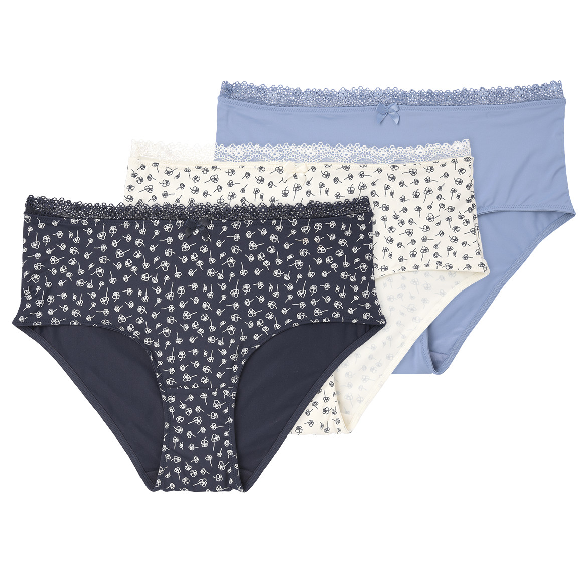 Gina Benotti 3 Damen Pantys aus Mikrofaser blau / dunkelblau / weiss