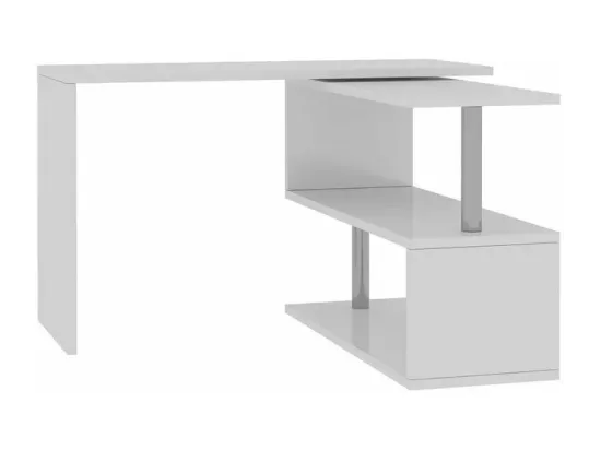 Bureau d'angle 120x50 pivotant 2 étagères multifonctionelle JJOGG