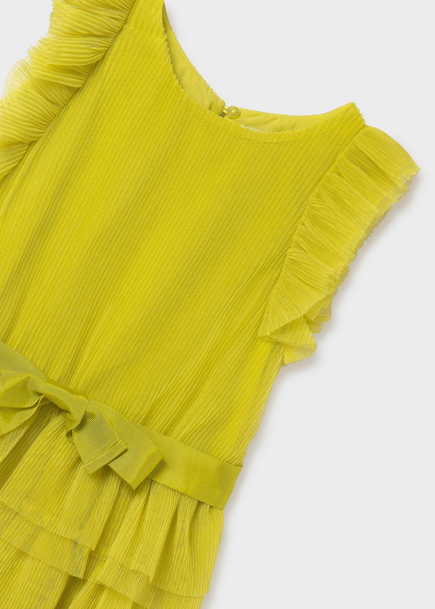 Vestido de tule cru com babados para meninas