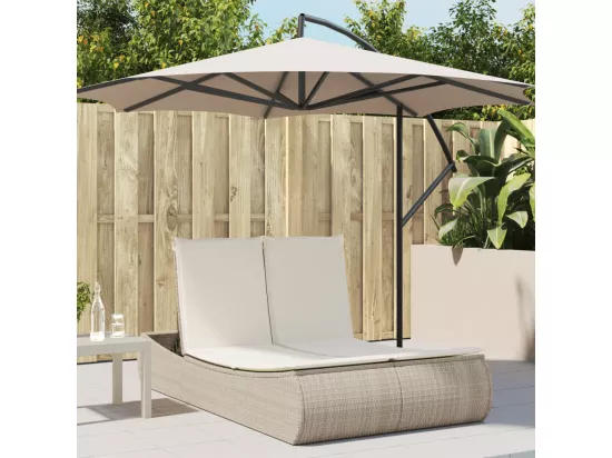 Chaise longue double avec coussins beige résine tressée