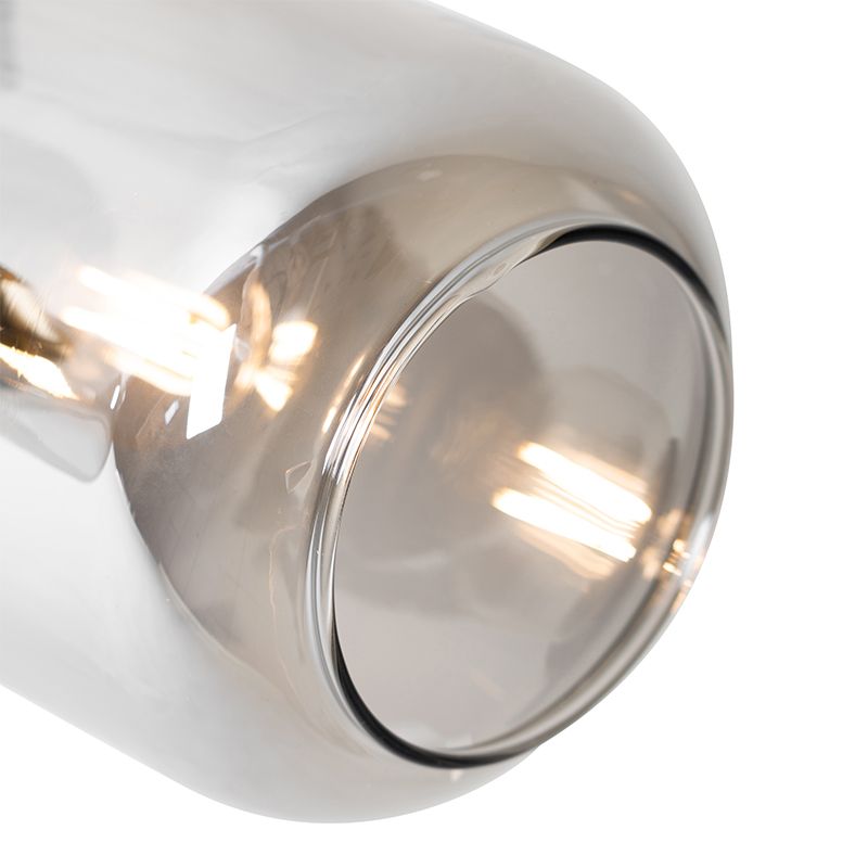 Plafondspot zwart met goud met smoke glas 2-lichts - Zuzanna