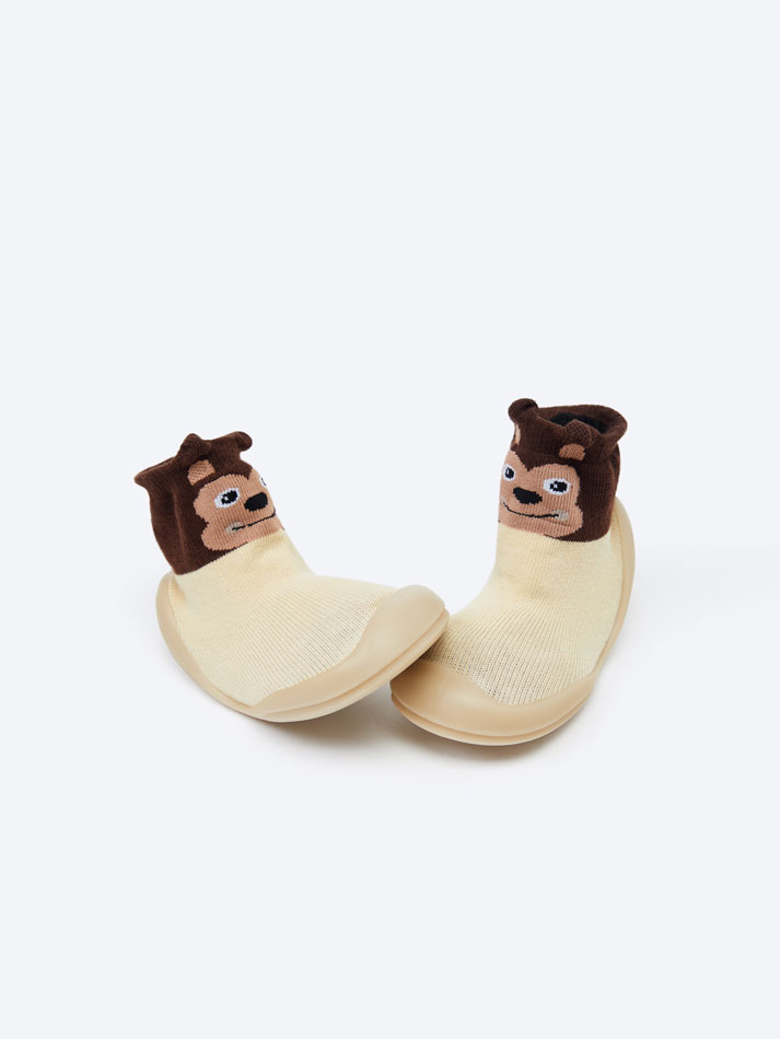 Pantufa infantil tipo meia - Bege