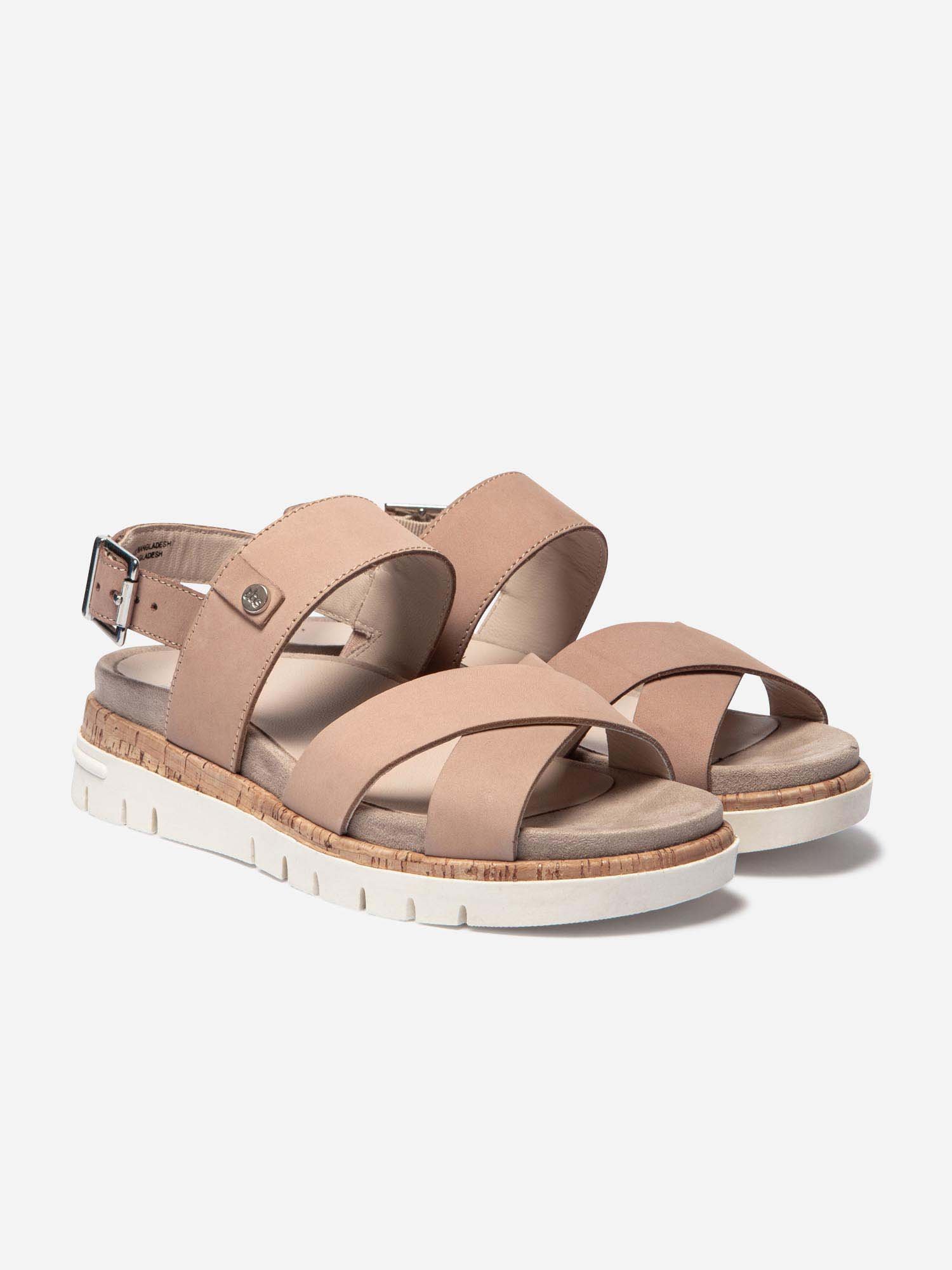 Sandales Femme Semelle Mi-Haute Cuir Beige