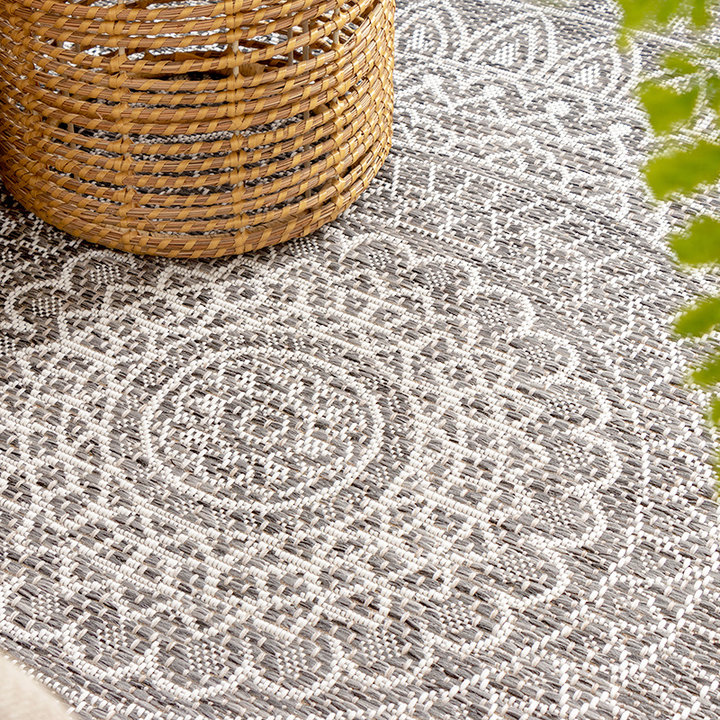 Rond Buitenkleed - Summer Azteca Lichtgrijs