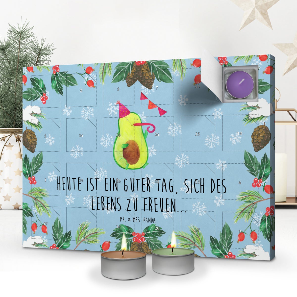 Mr. & Mrs. Panda Geurkaars Adventskalender Avocado Party - Pastelblauw