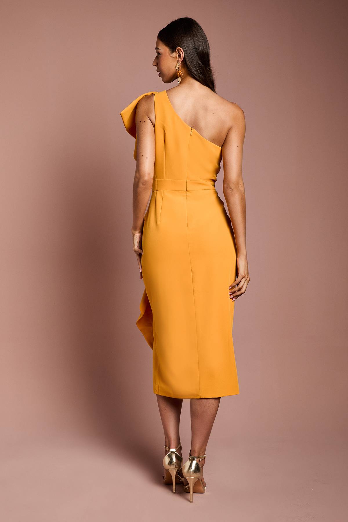 Coast Robe Crayon Midi en Crêpe à Une Épaule avec Volant