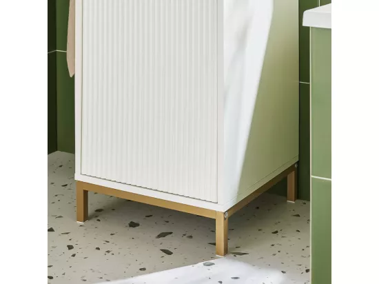 SoBuy BZR180-W Armoire à linge, Corbeille à Linge, Meuble Bas de Salle de Bain sur Pieds, Armoire Toilette, Meuble de Rangement avec 1 Tiroir et 1 Panier à Linge Amovible, Blanc