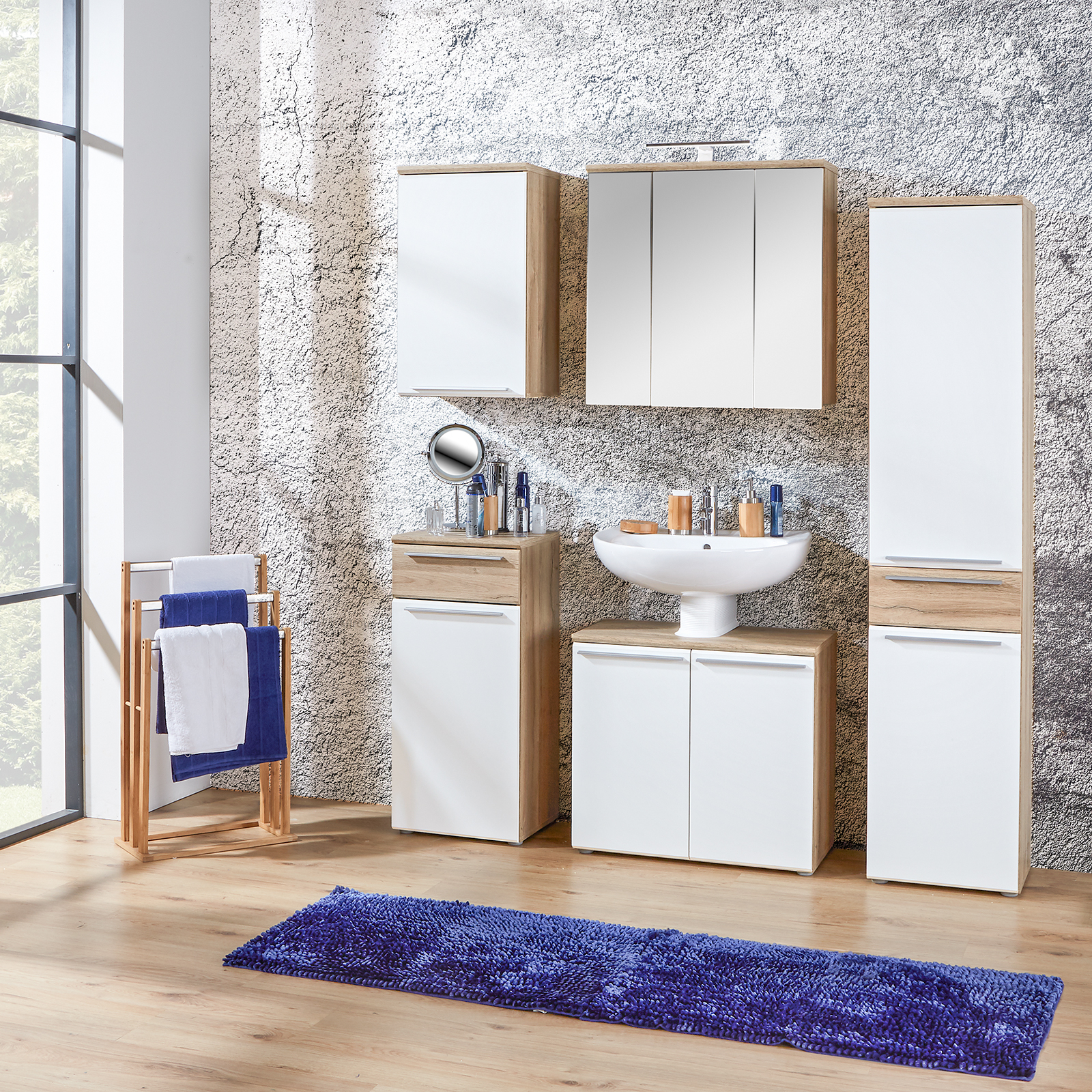 Hochschrank - Bianco Eiche-weiß - 185 cm hoch
