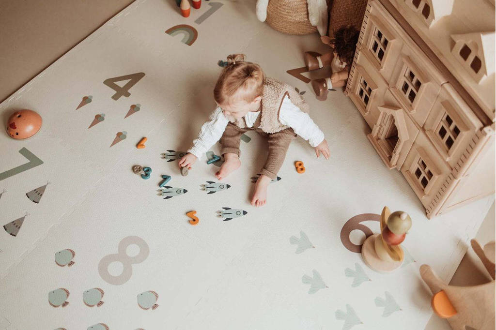 EEVAA 2-in-1 omkeerbare puzzel speelmat en opbergdoos Numbers/Dots (180x180cm - 9 tegels)