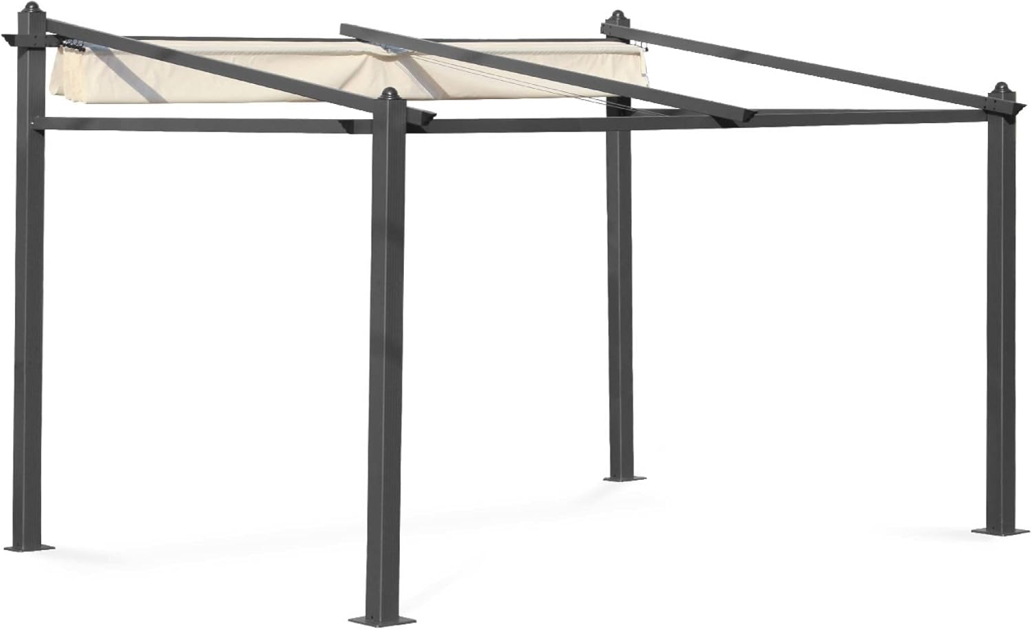 Alice's Garden - Wand-Pergola aus Aluminium- Murum 3x4m - Ecru Stoff-Pergola