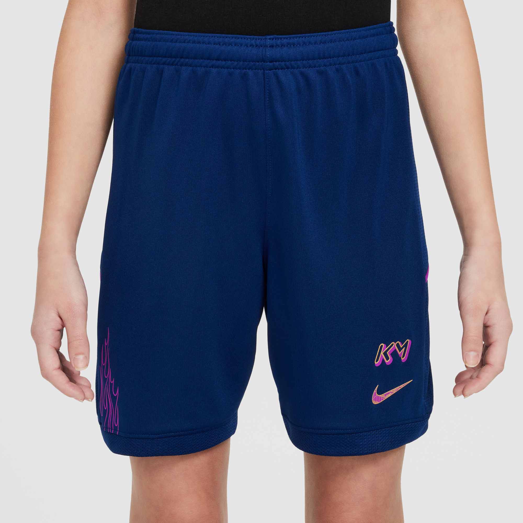 Kylian Mbappé Academy Soccer Shorts Barn 492/Blue Void/Blue Void/Metallic Gold