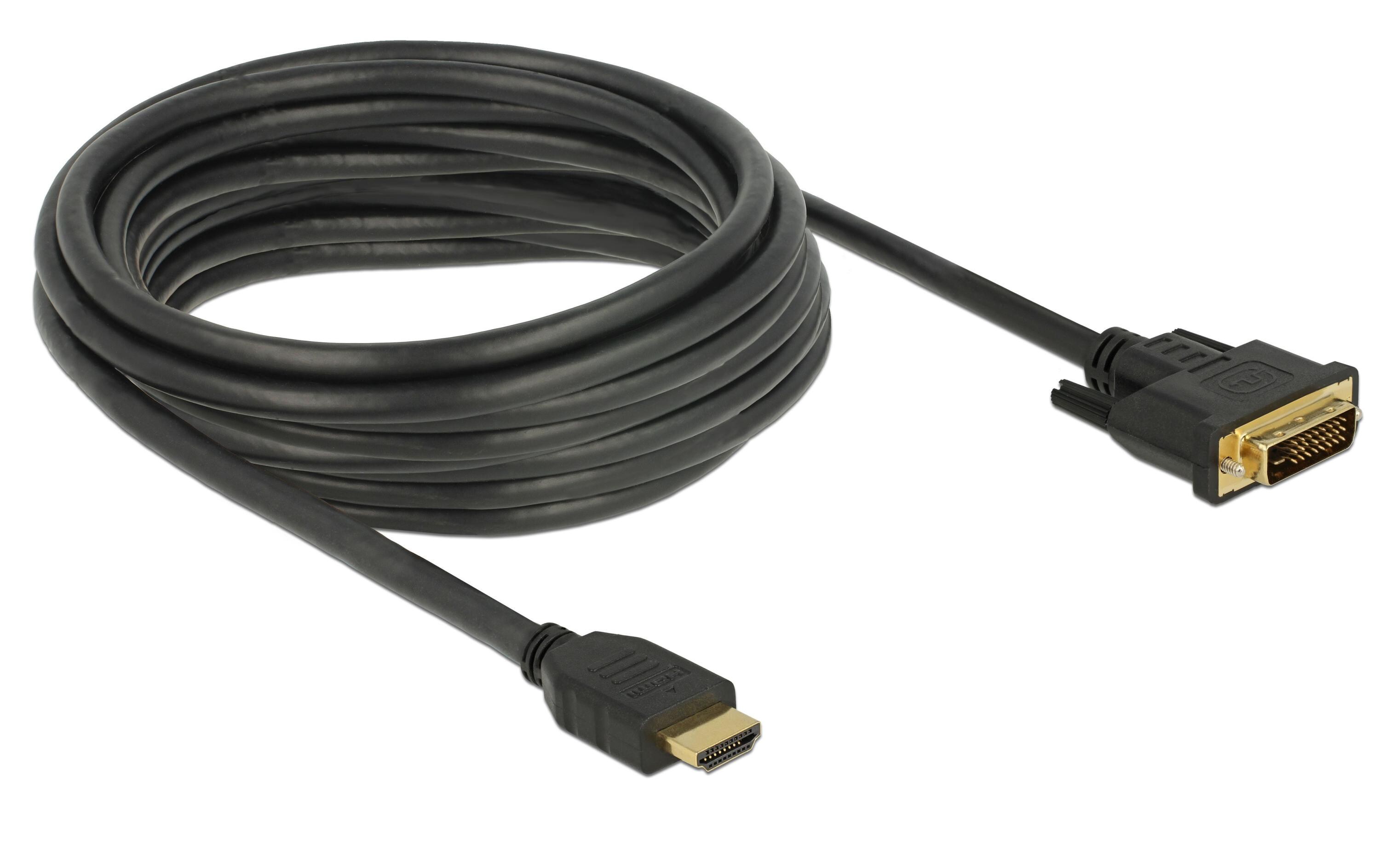Kabel HDMI – DVI, 5 m, bidirektionalDelock HDMI zu DVI 24+1 Kabel bidirektional 5 m