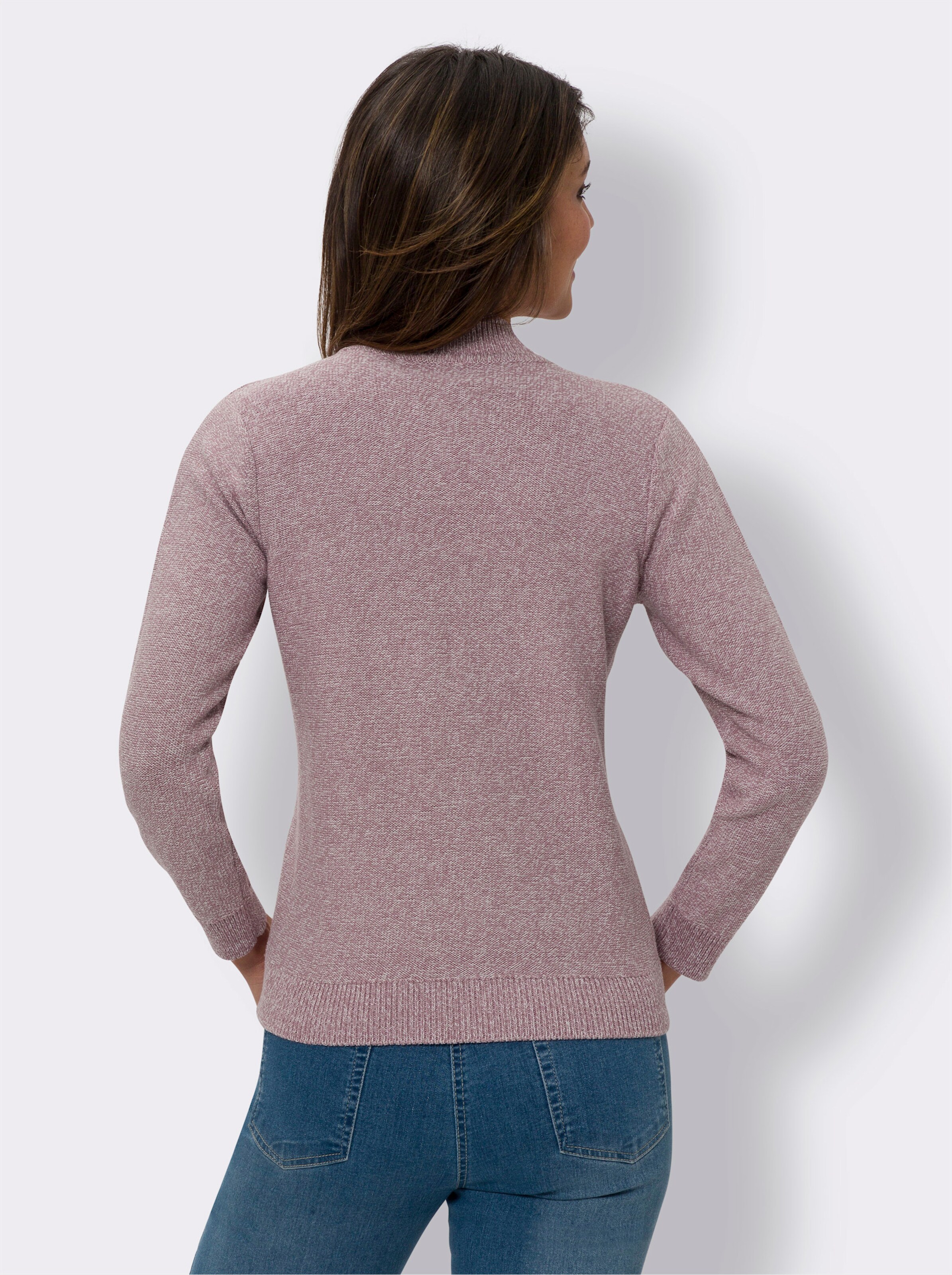 Langarm-Pullover in Melange-Optik