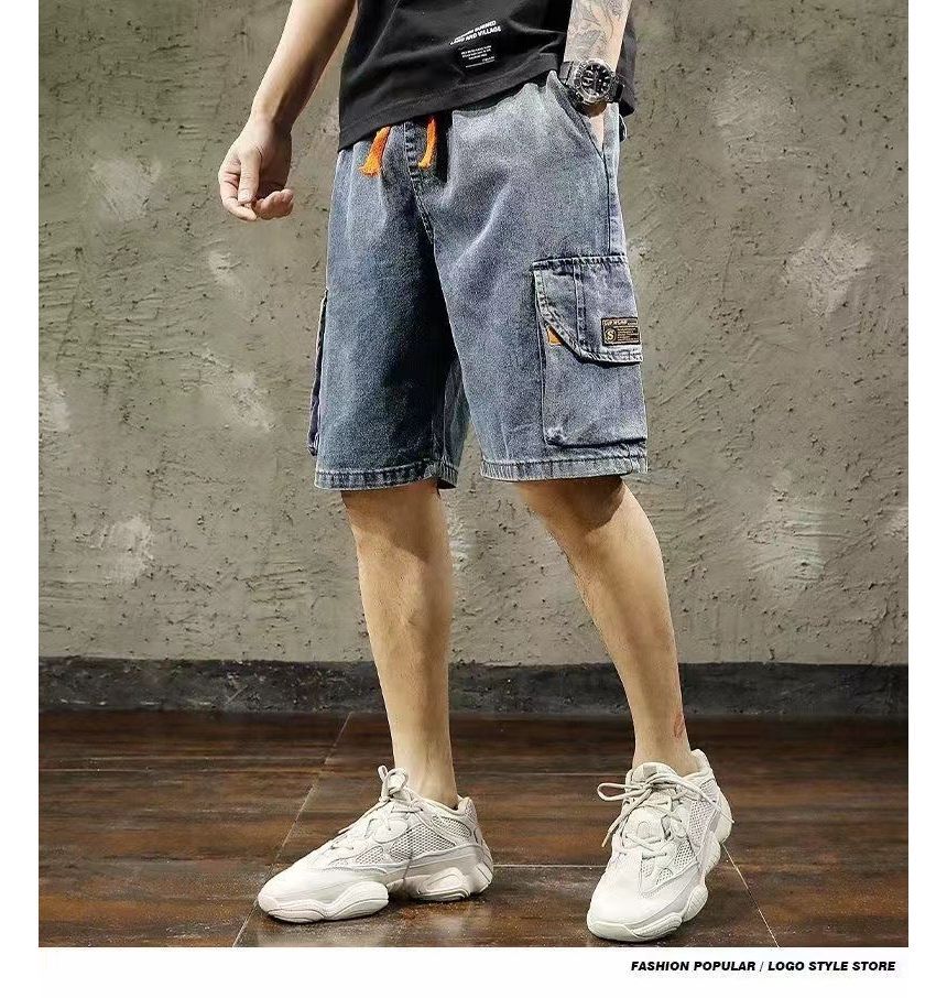 WidoWilder - Cargo denim shorts met hoge taille en wijde pijpen