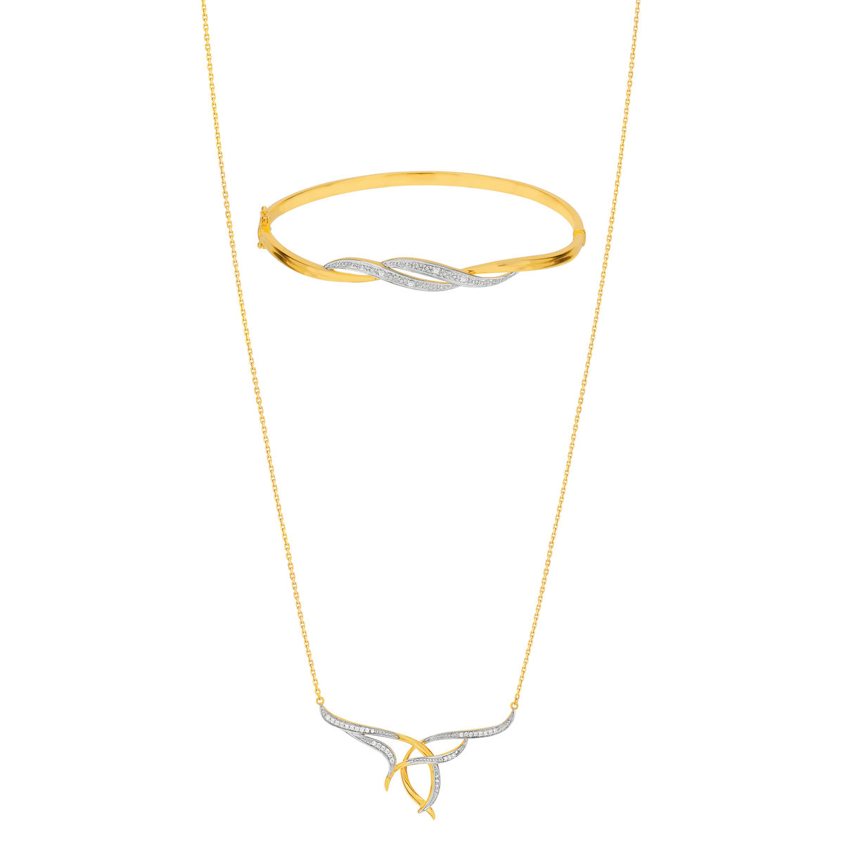 Parure plaqué or collier et bracelet zirconia
